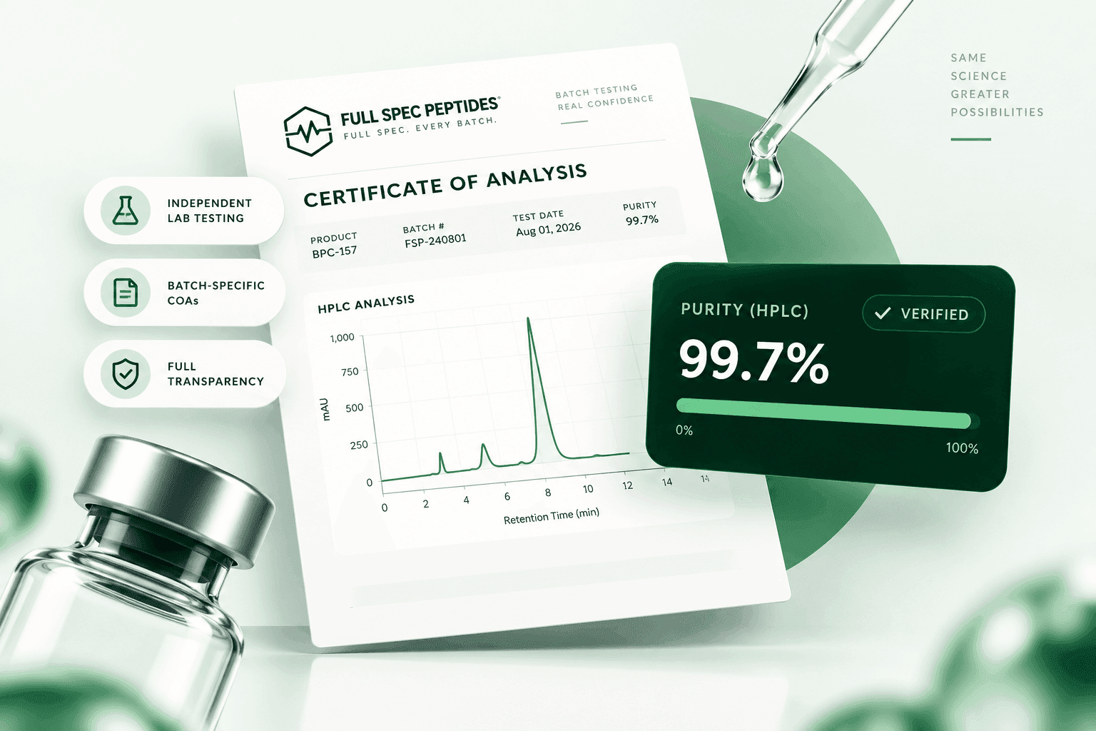 Certificate of analysis and HPLC purity report format